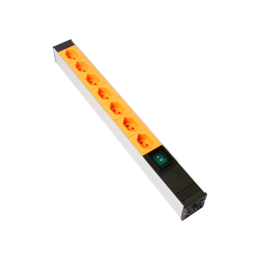Steckdosenleiste 19'' 1HE, 7xT13 OR mit Schalter