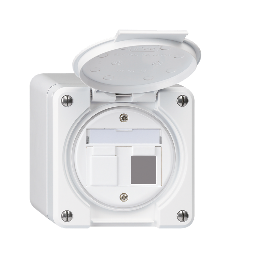 LAN NAP-Dose 2xKS robusto IP55 (86x86) WH