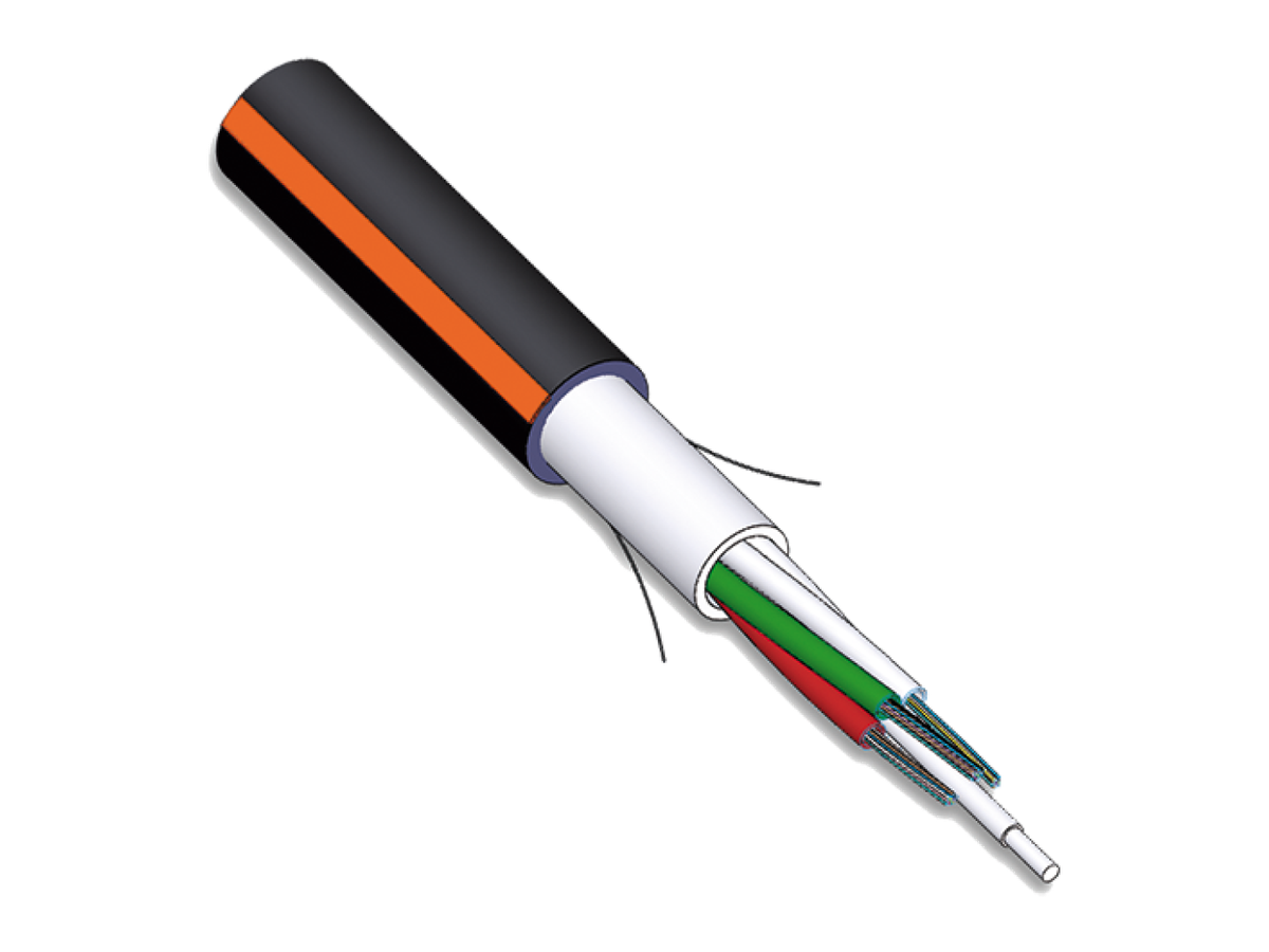 FO câble ext. PE 2500 4x12 9/125 BI BK/OR